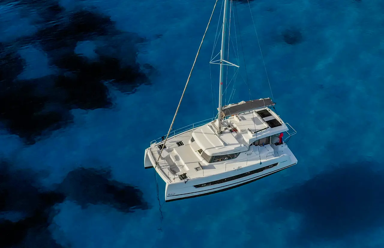 Charter boat on crystal blue ocean waters